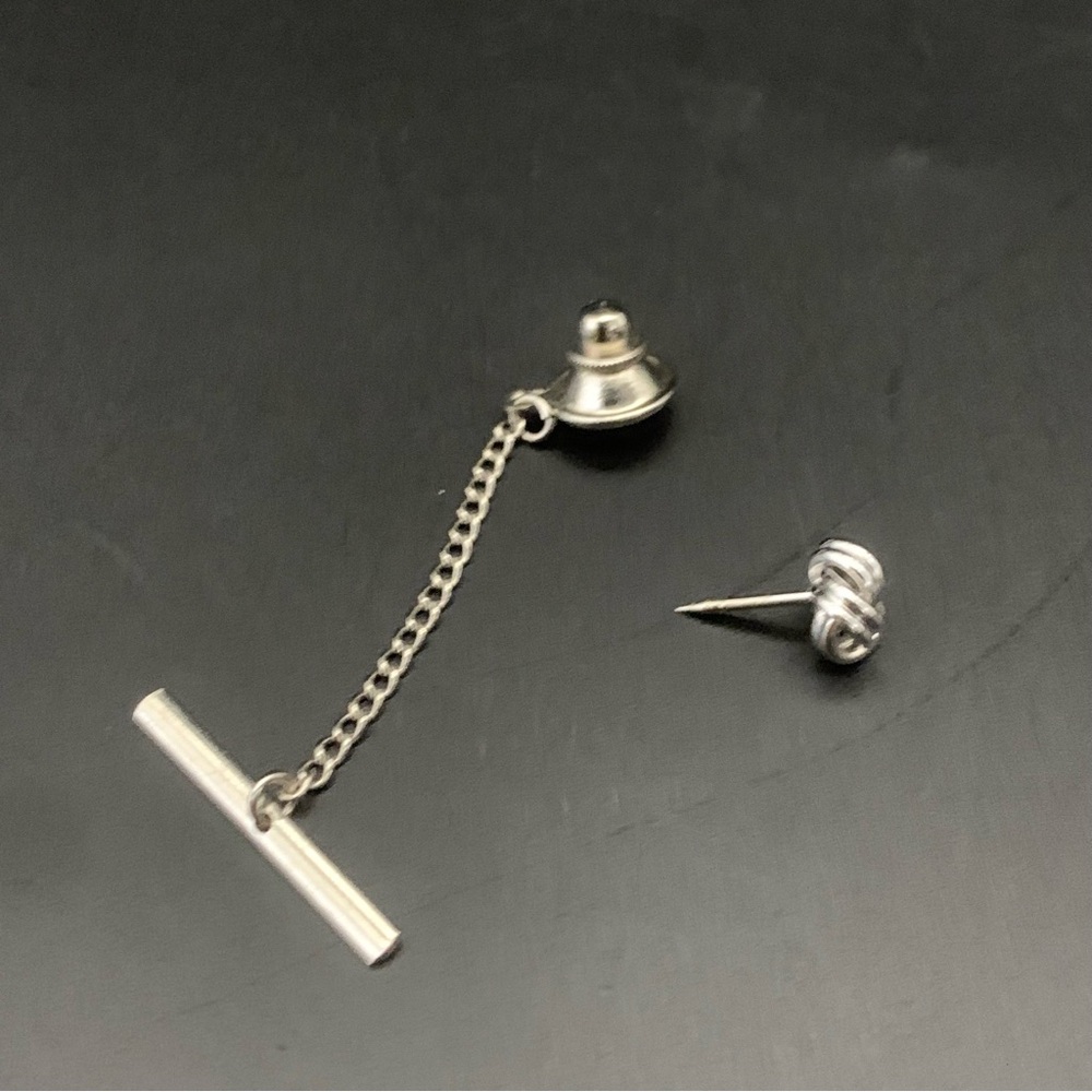 Vintage Knot Tie Tack Silver Tone - Picture 3 of 5